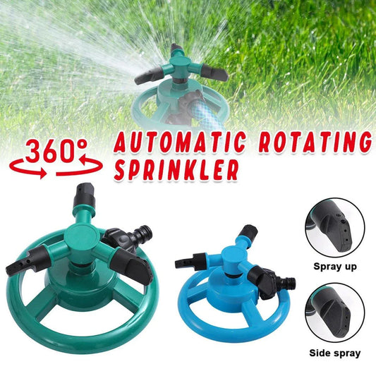 Small Disc Sprinkler 360 Degree Rotating Garden Sprayer Three Prong Spray Water - Green - Mekamart Australia
