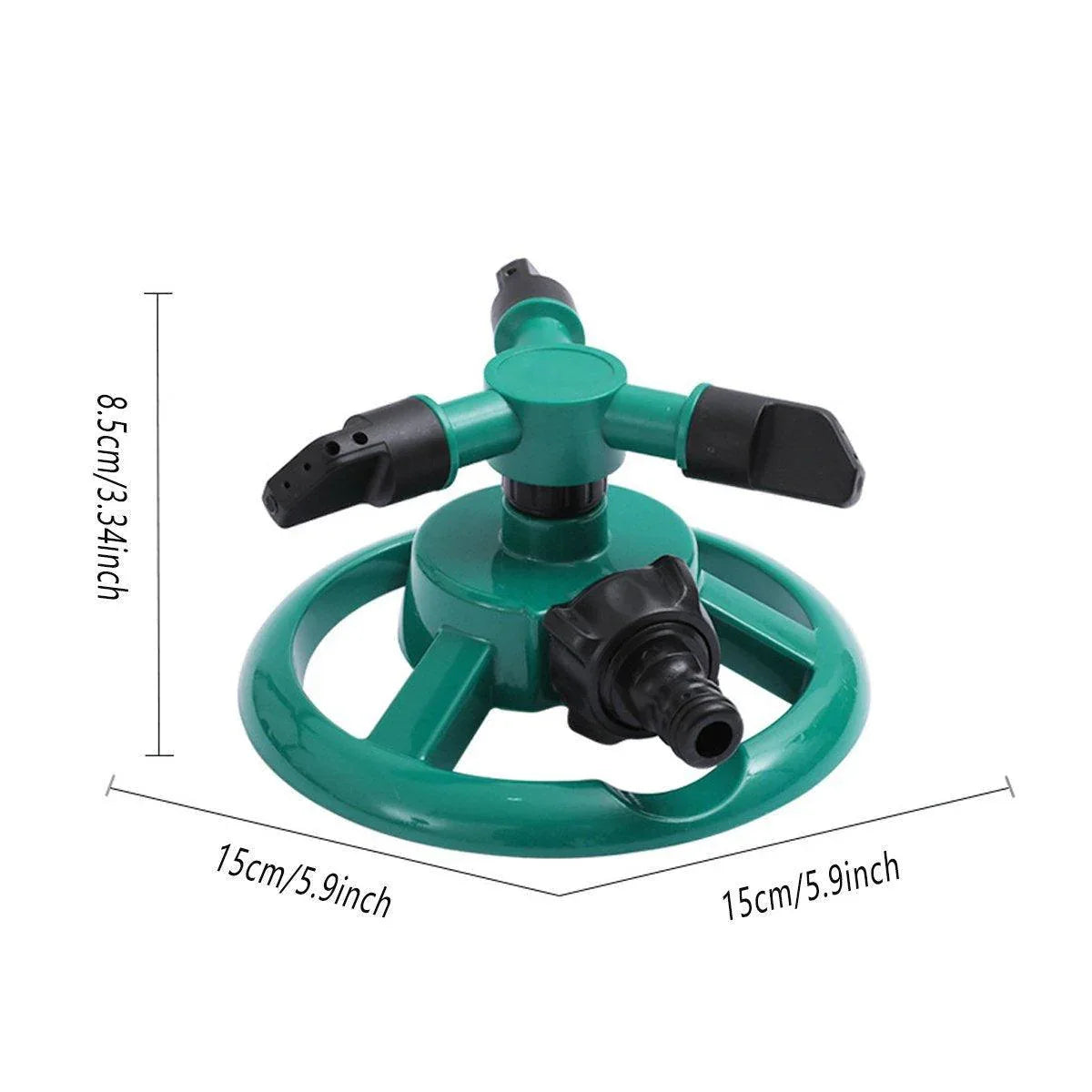 Small Disc Sprinkler 360 Degree Rotating Garden Sprayer Three Prong Spray Water - Green - Mekamart Australia