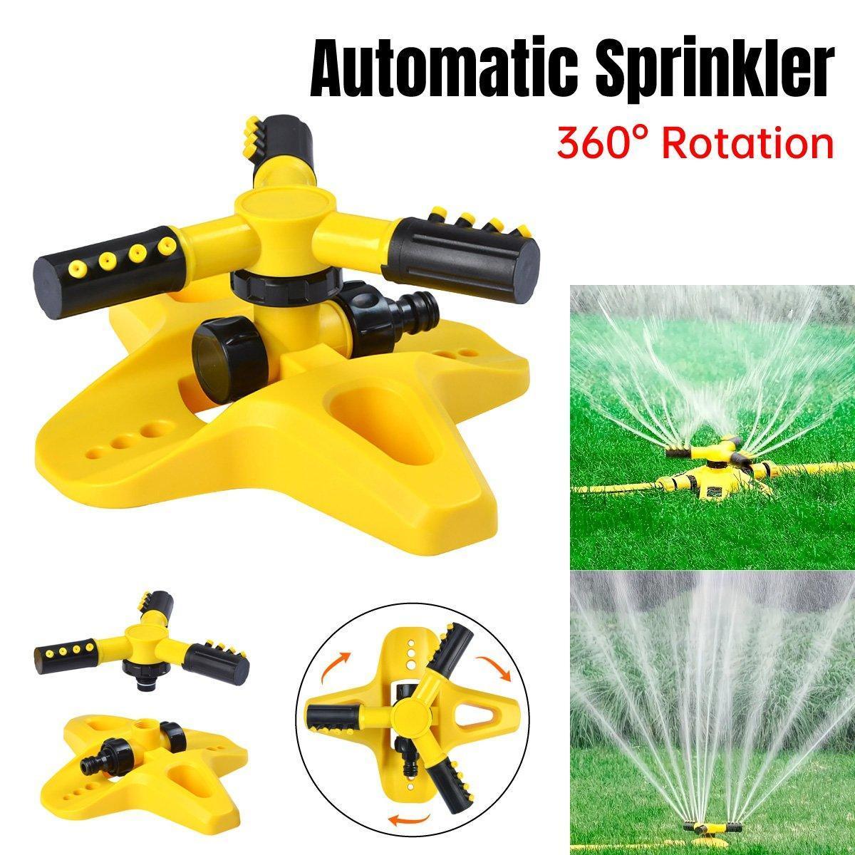 360 Degree Rotating Yellow Sprinkler Automatic Lawn Garden Watering System Villa - Mekamart Australia