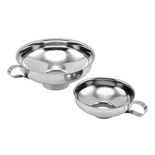 2pcs Stainless Steel Wide Mouth Funnel Large Bore Oil Drain Household Funnel Set - Mekamart Australia