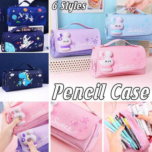 Functional Pencil Case Stationery Bag Pen Holder Storage Organizer for School - 02 - Mekamart Australia