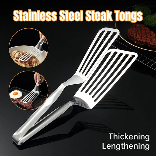 Stainless Steel Steak Tongs Multi-Functional Kitchen Tool for BBQ and Fried Fish - Mekamart Australia