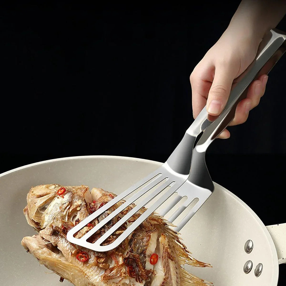 Stainless Steel Steak Tongs Multi-Functional Kitchen Tool for BBQ and Fried Fish - Mekamart Australia