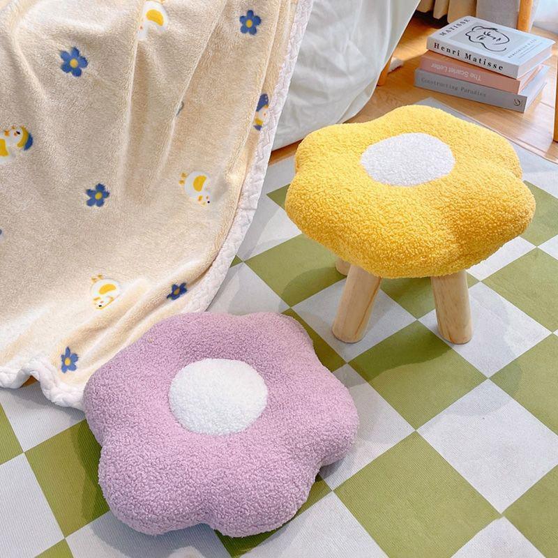 Small Flower Short Stool for Entryway or Living Room Shoe Bench or Footrest - Blue - Mekamart Australia