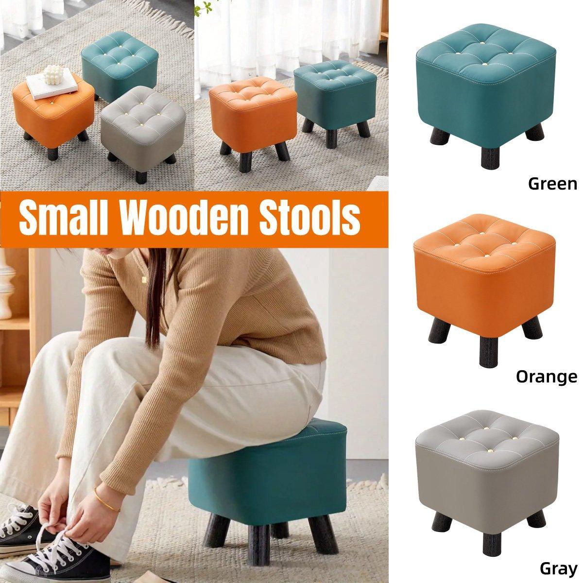 Small Stool Household Sofa Stool Shoes Changing Low Seat for Bedroom and Living - Green - Mekamart Australia