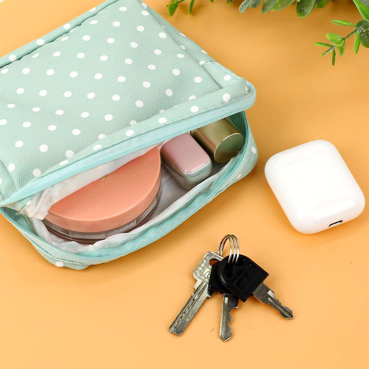 3PCS Cotton Sanitary Napkin Storage Bag Pink Leaves Cactus Dots Portable Pouch - Mekamart Australia