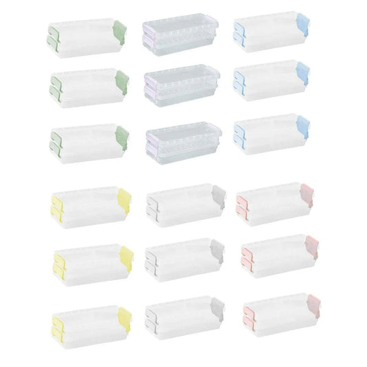 3PCS Clear Plastic Desktop Storage Box 2 Layer Holder DIY Stationery Pencil Case - Yellow - Mekamart Australia