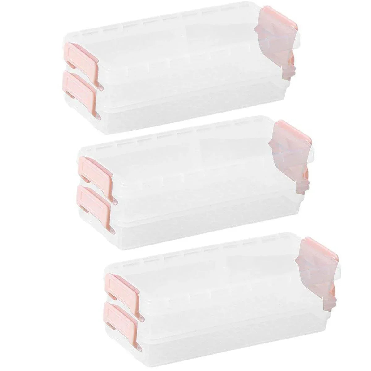3PCS Clear Plastic Desktop Storage Box 2 Layer Holder DIY Stationery Pencil Case - Yellow - Mekamart Australia
