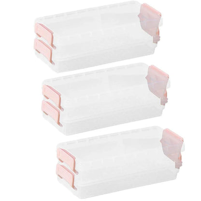3PCS Clear Plastic Desktop Storage Box 2 Layer Holder DIY Stationery Pencil Case - Yellow - Mekamart Australia