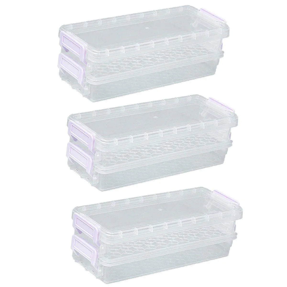 3PCS Clear Plastic Desktop Storage Box 2 Layer Holder DIY Stationery Pencil Case - Yellow - Mekamart Australia