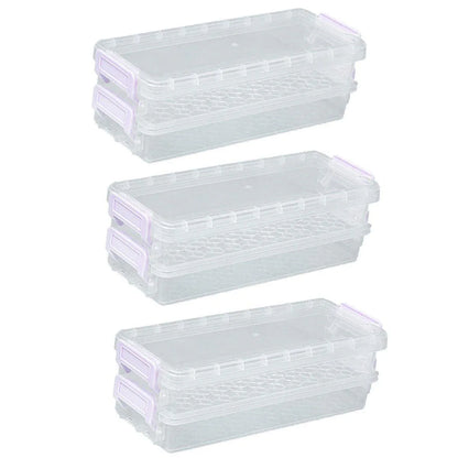 3PCS Clear Plastic Desktop Storage Box 2 Layer Holder DIY Stationery Pencil Case - Yellow - Mekamart Australia