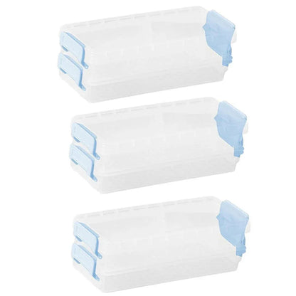 3PCS Clear Plastic Desktop Storage Box 2 Layer Holder DIY Stationery Pencil Case - Yellow - Mekamart Australia