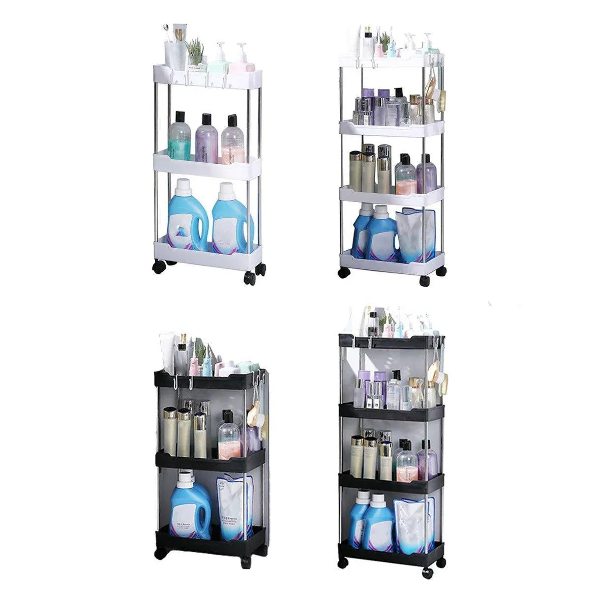Multi Layer Rolling Storage Cart Kitchen Bathroom Organizer Shelf with Wheels - 3-Black - Mekamart Australia
