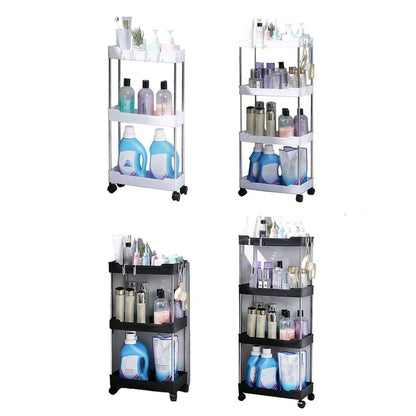 Multi Layer Rolling Storage Cart Kitchen Bathroom Organizer Shelf with Wheels - 3-Black - Mekamart Australia