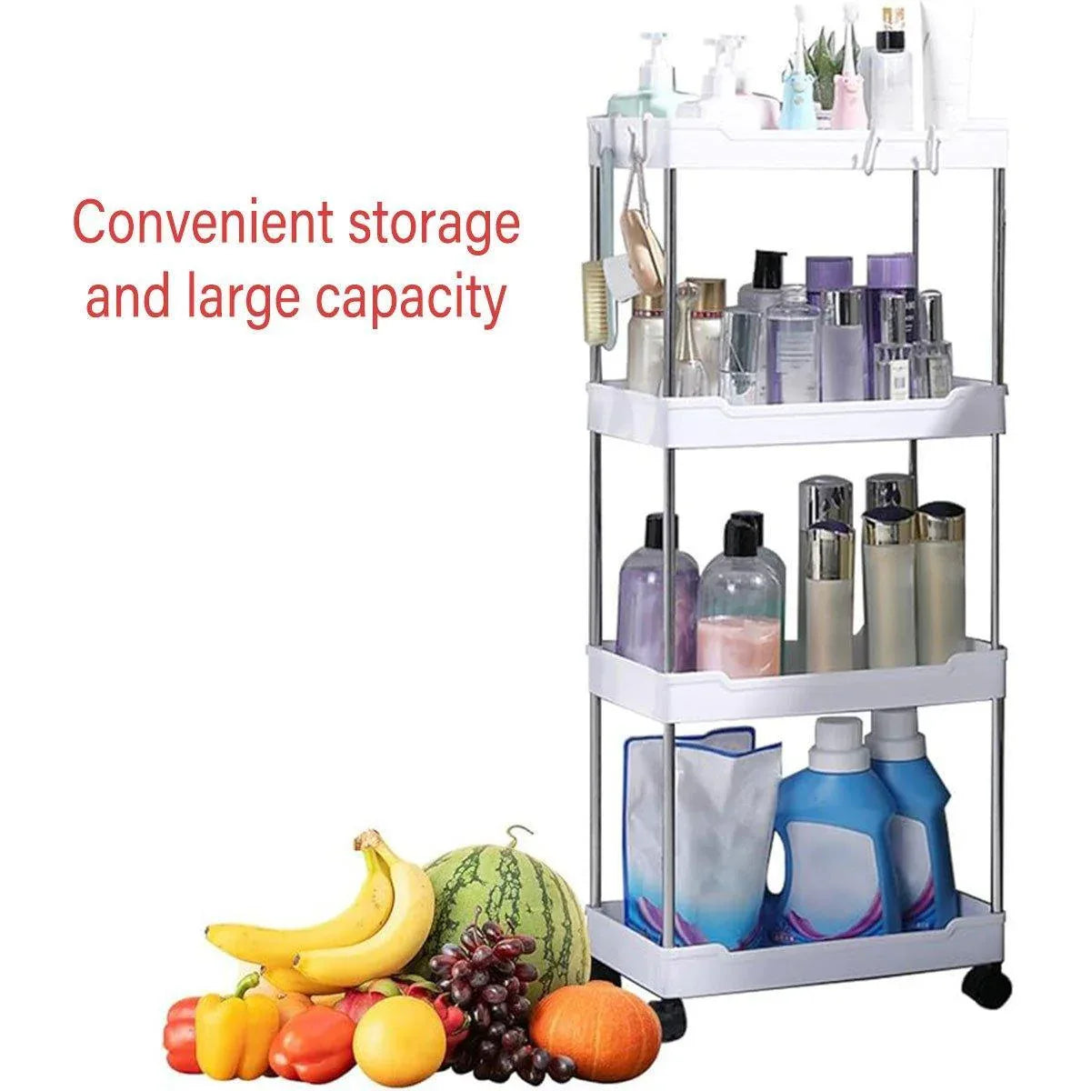 Multi Layer Rolling Storage Cart Kitchen Bathroom Organizer Shelf with Wheels - 3-Black - Mekamart Australia