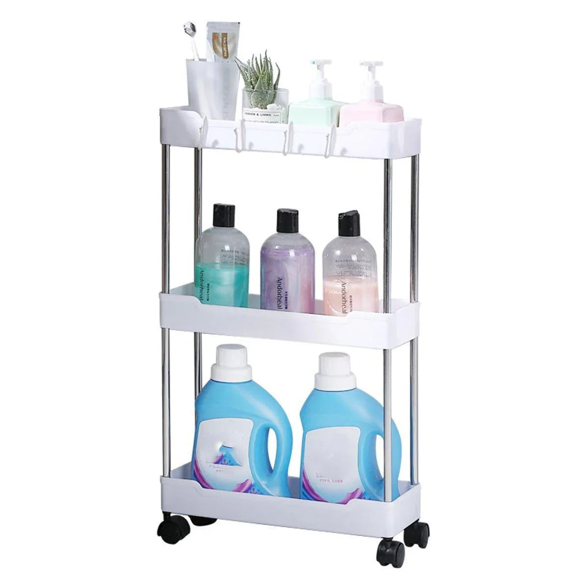 Multi Layer Rolling Storage Cart Kitchen Bathroom Organizer Shelf with Wheels - 3-Black - Mekamart Australia