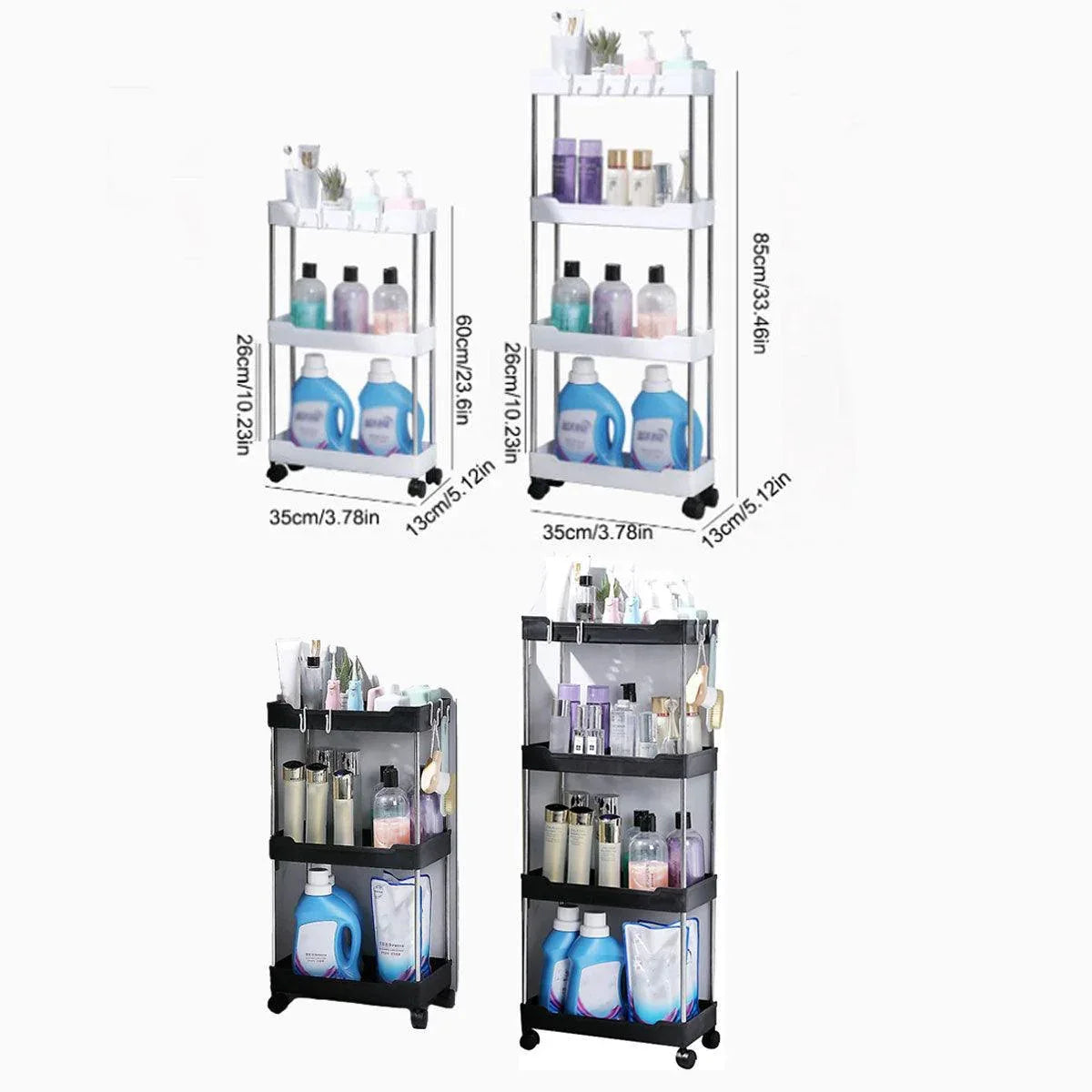 Multi Layer Rolling Storage Cart Kitchen Bathroom Organizer Shelf with Wheels - 4-White - Mekamart Australia