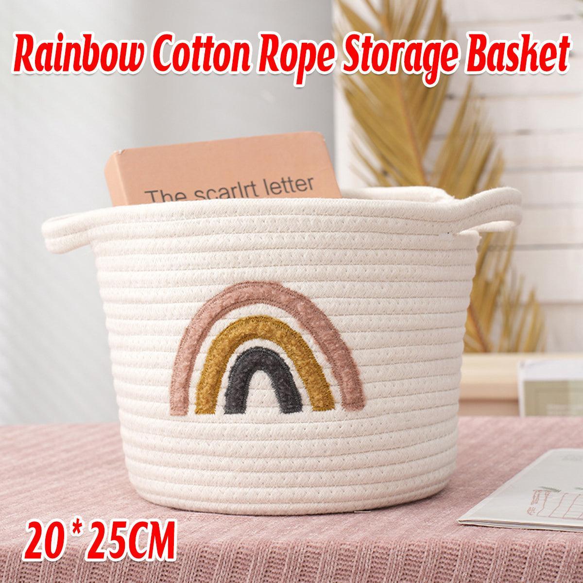 Rainbow Cotton Rope Storage Basket Handheld Desktop Organizer Large Basket - Mekamart Australia