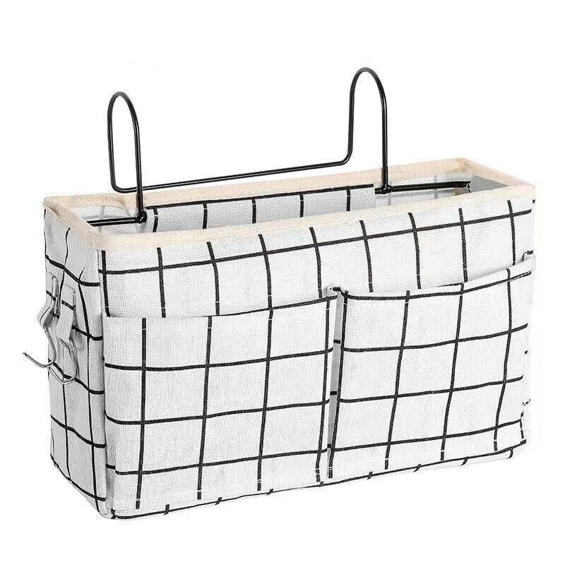 Hanging Bedside Storage Caddy with Pockets for Bunk Bed Dorm Couch Organizing - White - Mekamart Australia