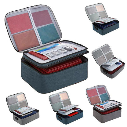 Large Capacity Multi-Layer Document Ticket Storage Bag Certificate File Organize 3 Layers - Black 3 Layers-B3