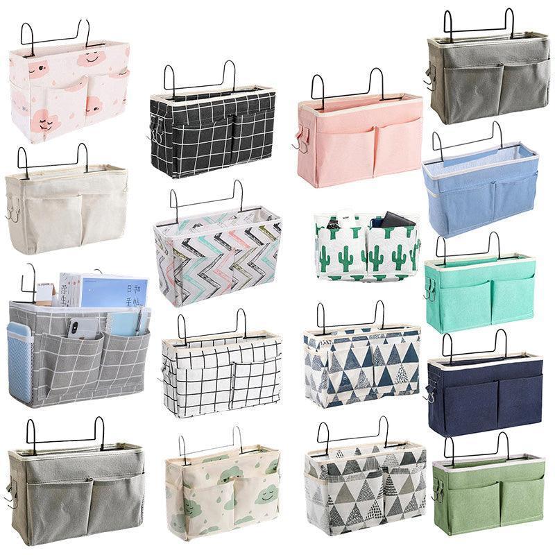 Hanging Bedside Storage Caddy with Pockets for Bunk Bed Dorm Couch Organizing - Pink - Mekamart Australia