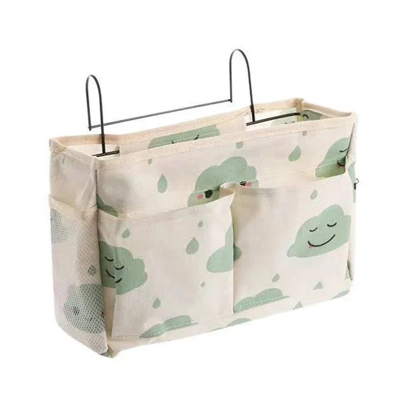 Hanging Bedside Storage Caddy with Pockets for Bunk Bed Dorm Couch Organizing - White Grid - Mekamart Australia