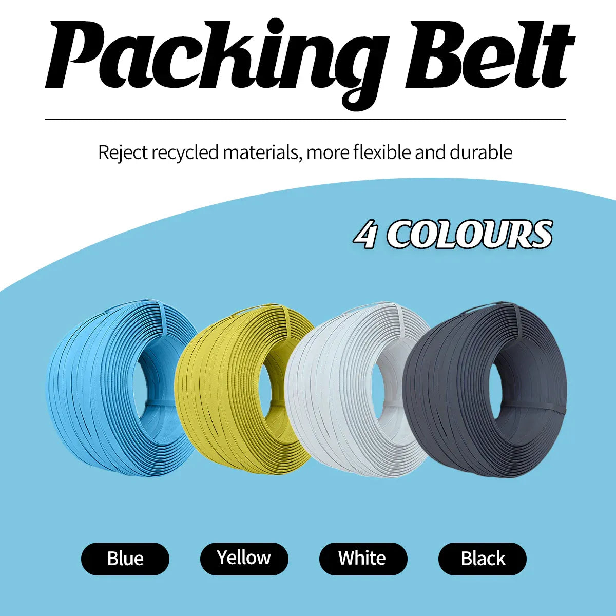 Packing Strap Roll 15MM Heavy Duty Binding Band Plastic Strapping for Packaging - Black