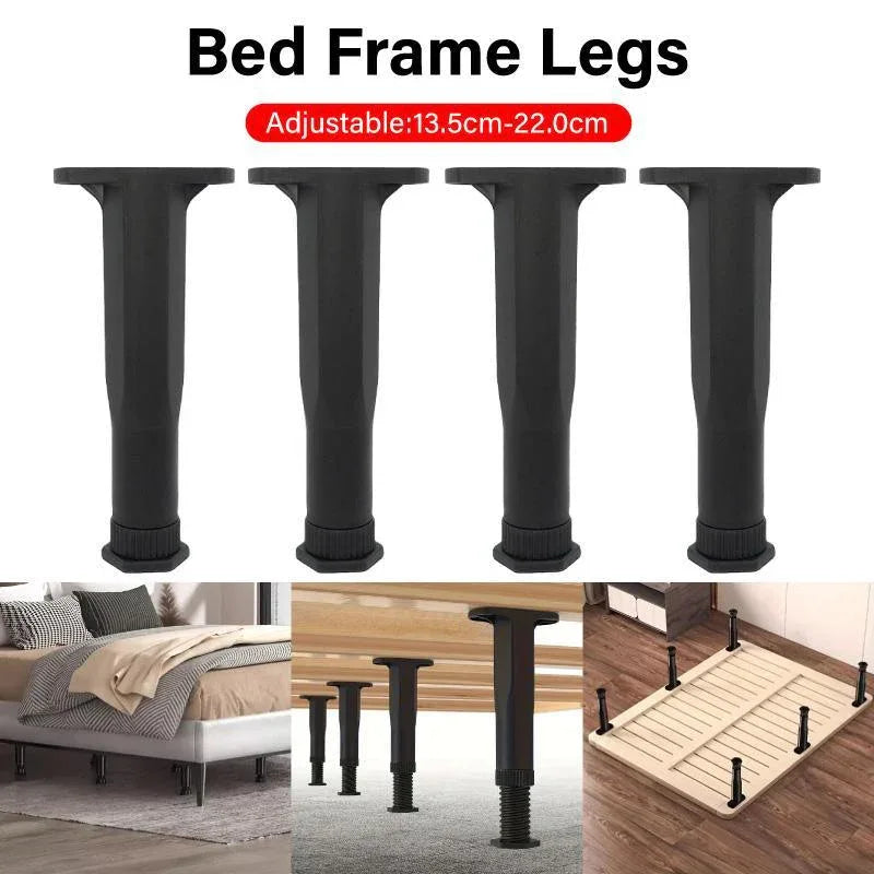 4pcs Adjustable Bed Frame Feet Ribbed Furniture Support Legs Sturdy Foundation - Mekamart Australia