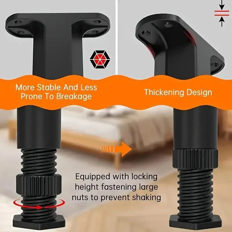4pcs Adjustable Bed Frame Feet Ribbed Furniture Support Legs Sturdy Foundation - Mekamart Australia