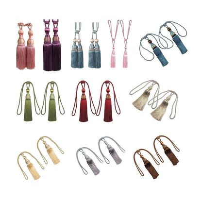 1pair Curtain Tiebacks Hanging Balls Tassel Rope Decorative Curtain Holders - Grey - Mekamart Australia