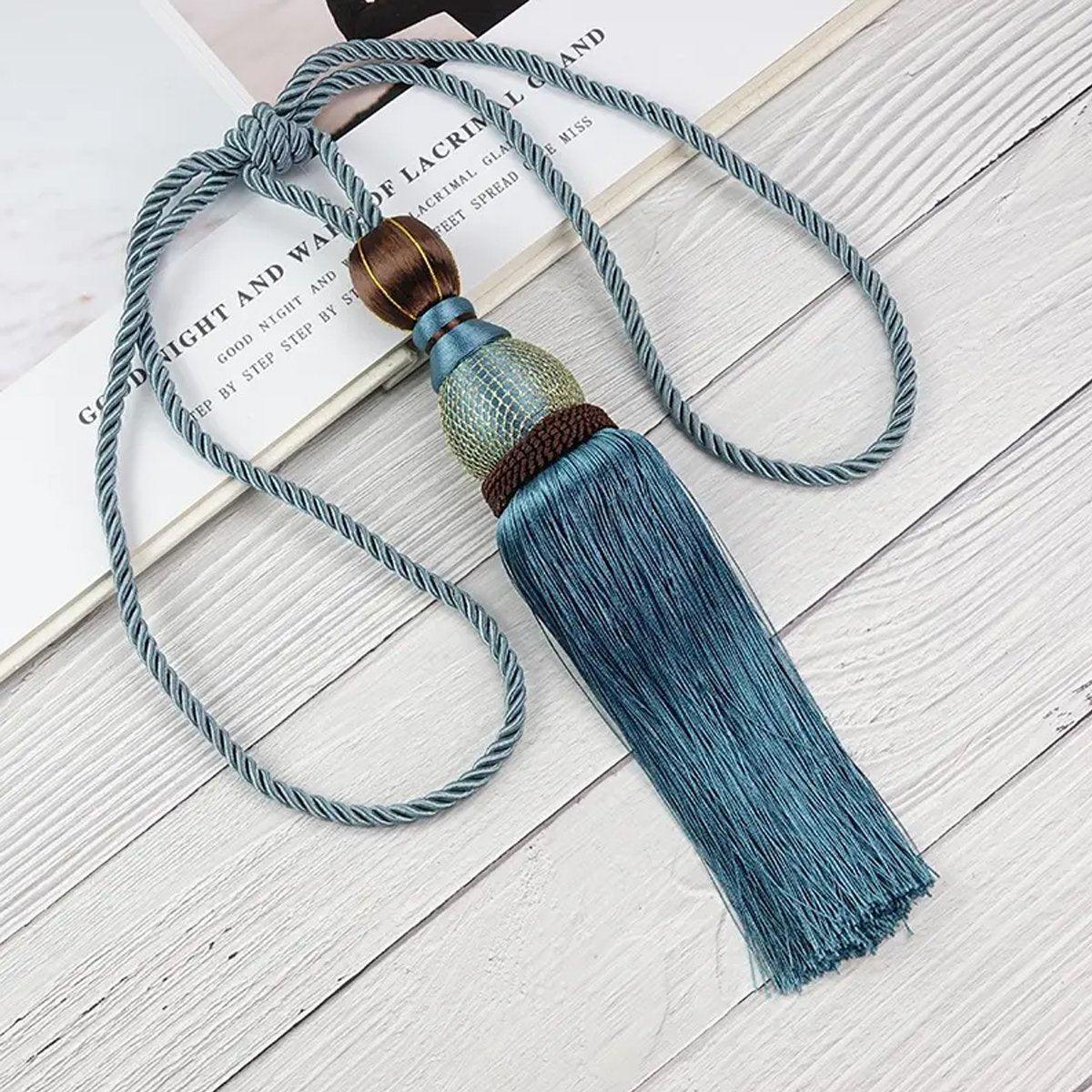 1pair Curtain Tiebacks Hanging Balls Tassel Rope Decorative Curtain Holders - Grey - Mekamart Australia