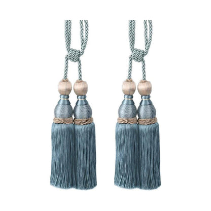 1pair Curtain Tiebacks Hanging Balls Tassel Rope Decorative Curtain Holders - Grey - Mekamart Australia