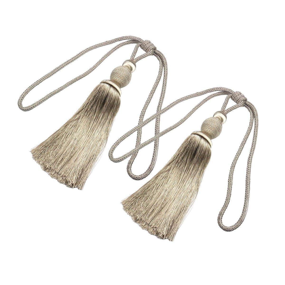 1pair Curtain Tiebacks Hanging Balls Tassel Rope Decorative Curtain Holders - Grey - Mekamart Australia