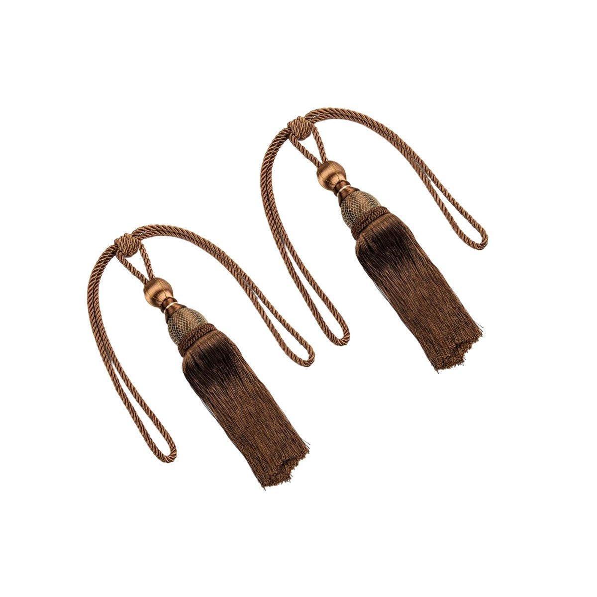 1pair Curtain Tiebacks Hanging Balls Tassel Rope Decorative Curtain Holders - Grey - Mekamart Australia