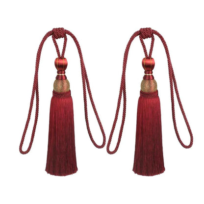 1pair Curtain Tiebacks Hanging Balls Tassel Rope Decorative Curtain Holders - Grey - Mekamart Australia
