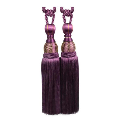 1pair Curtain Tiebacks Hanging Balls Tassel Rope Decorative Curtain Holders - Purple - Mekamart Australia