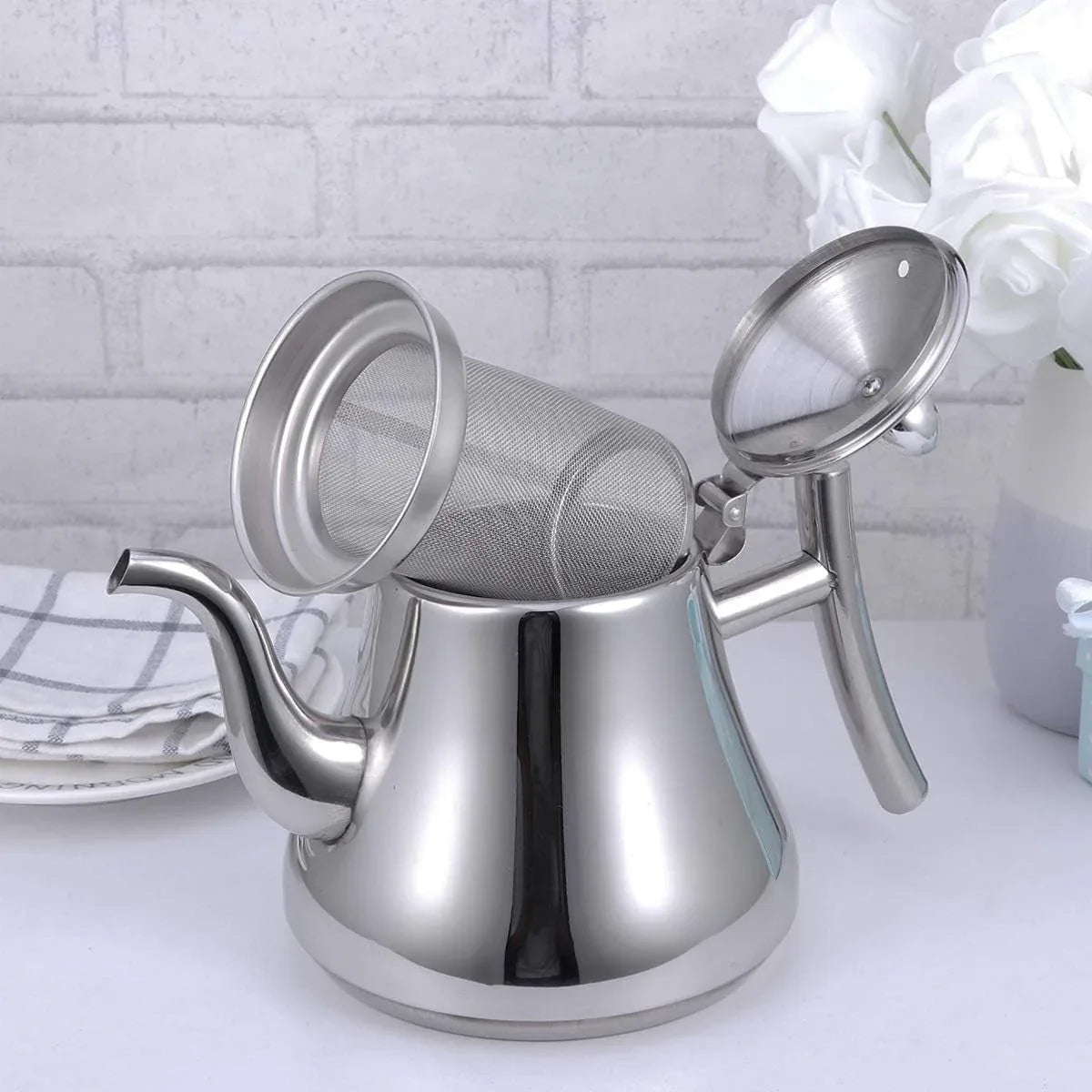 Thickened Stainless Steel Teapot Kettle With Strainer For Restaurant Hotel Use - Mekamart Australia