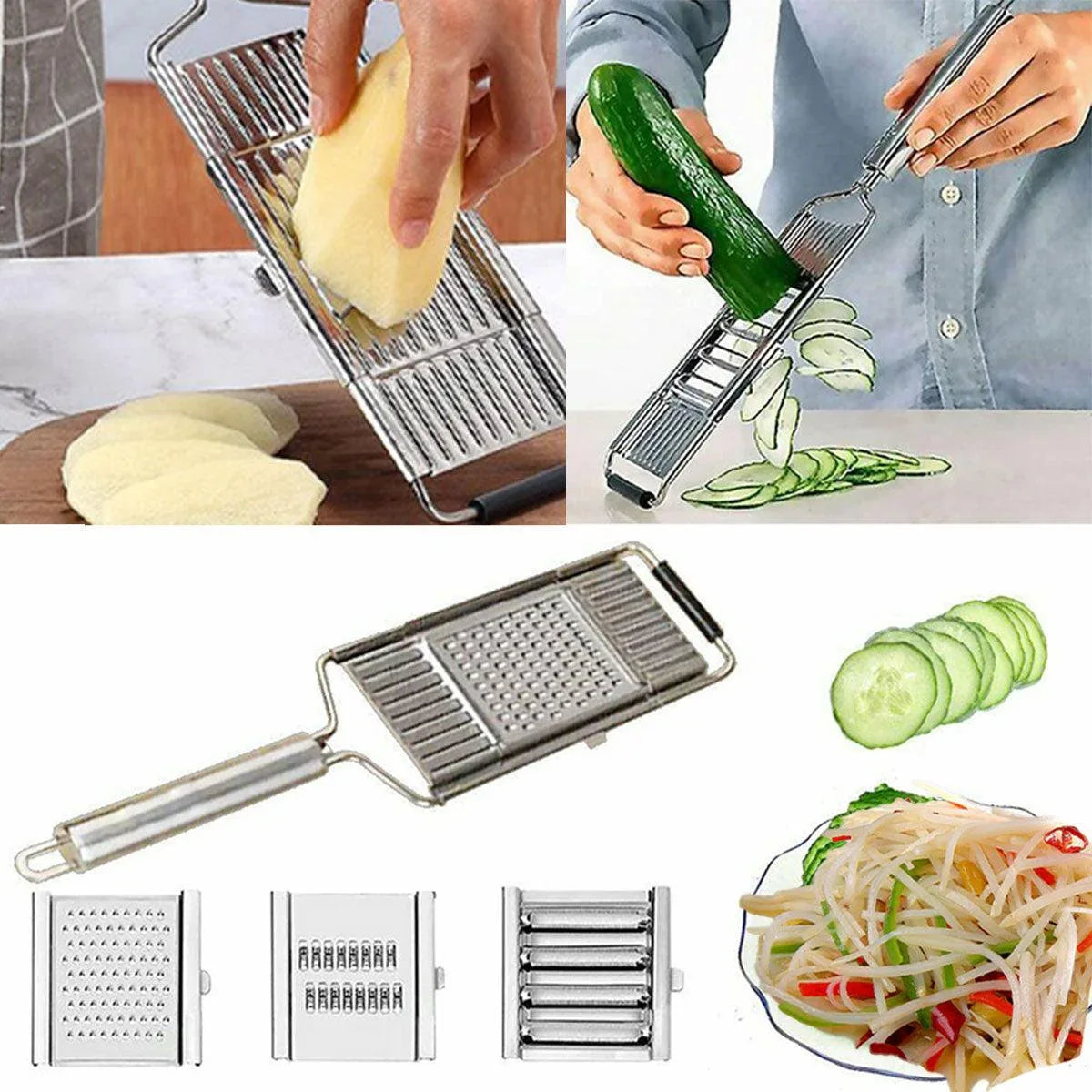 Multi-Purpose Vegetable Slicer Peeler Stainless Steel Grater Shredder Cutter - Mekamart Australia