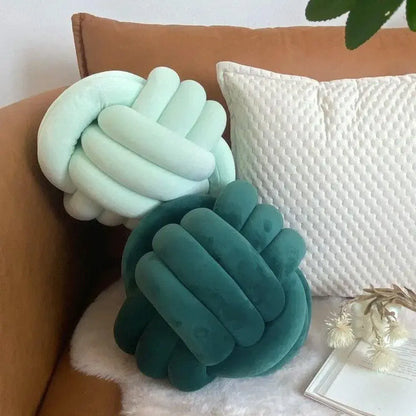 Three-Strand Braided Round Pillow Sofa Cushion Decorative Pillow for Living Room - Light Blue