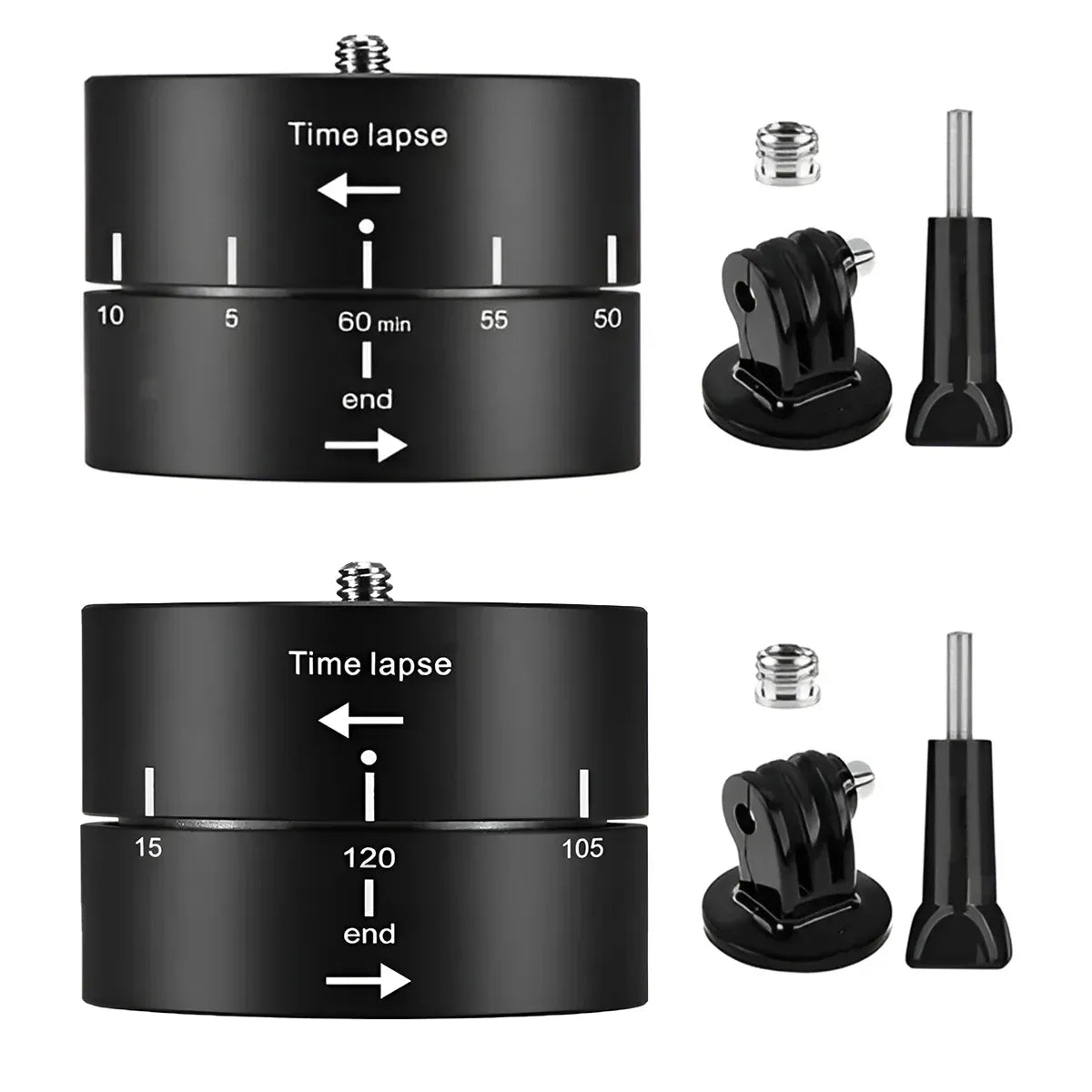 Action Camera 360° Rotating 60/120min Time Lapse Timer Tripod Head Adapter Gopro - 60min