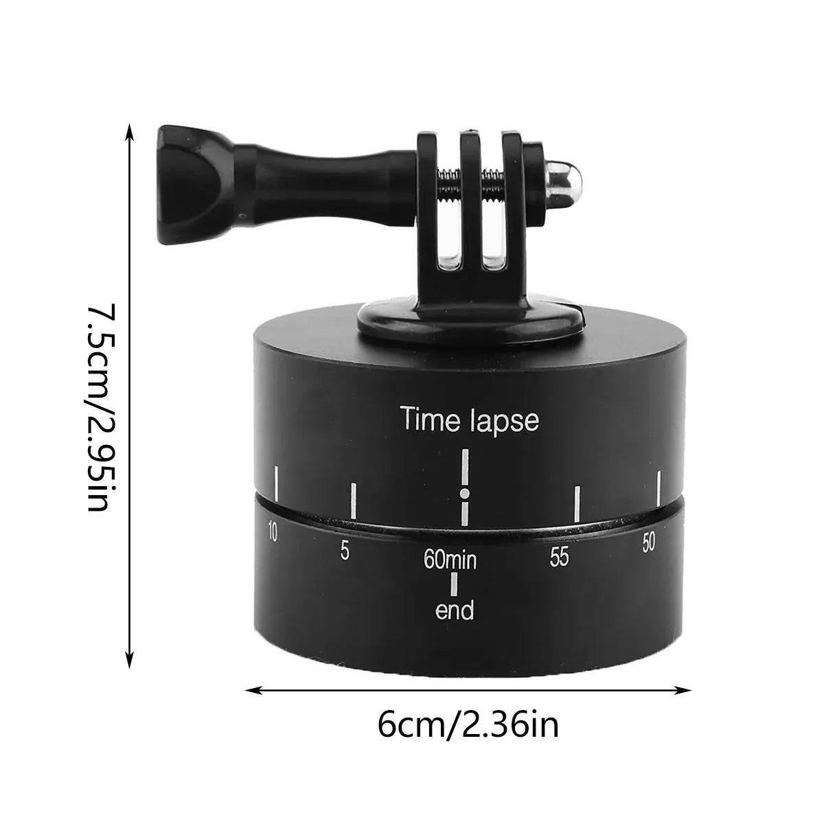 Action Camera 360° Rotating 60/120min Time Lapse Timer Tripod Head Adapter Gopro - 60min
