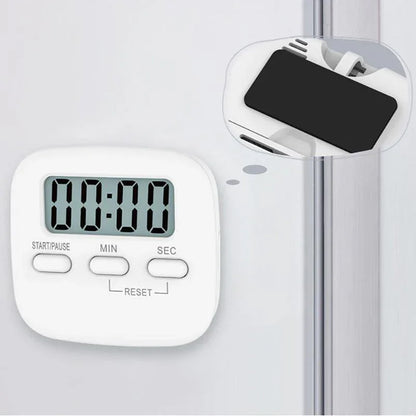 Digital Kitchen Timer 99 Minute Countdown Clock With LCD Display and Metal Mount - White - Mekamart Australia