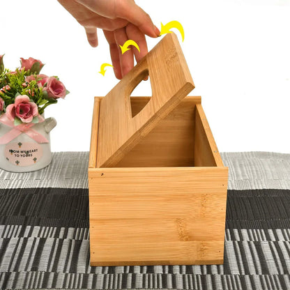 Bamboo Tissue Box Wooden Cover Dispenser Holder Storage Case for Home and Office - Mekamart Australia
