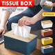Wooden Lid Tissue Storage Box Dispenser for Napkins Desk Paper Holder Organiser - Blue - Mekamart Australia