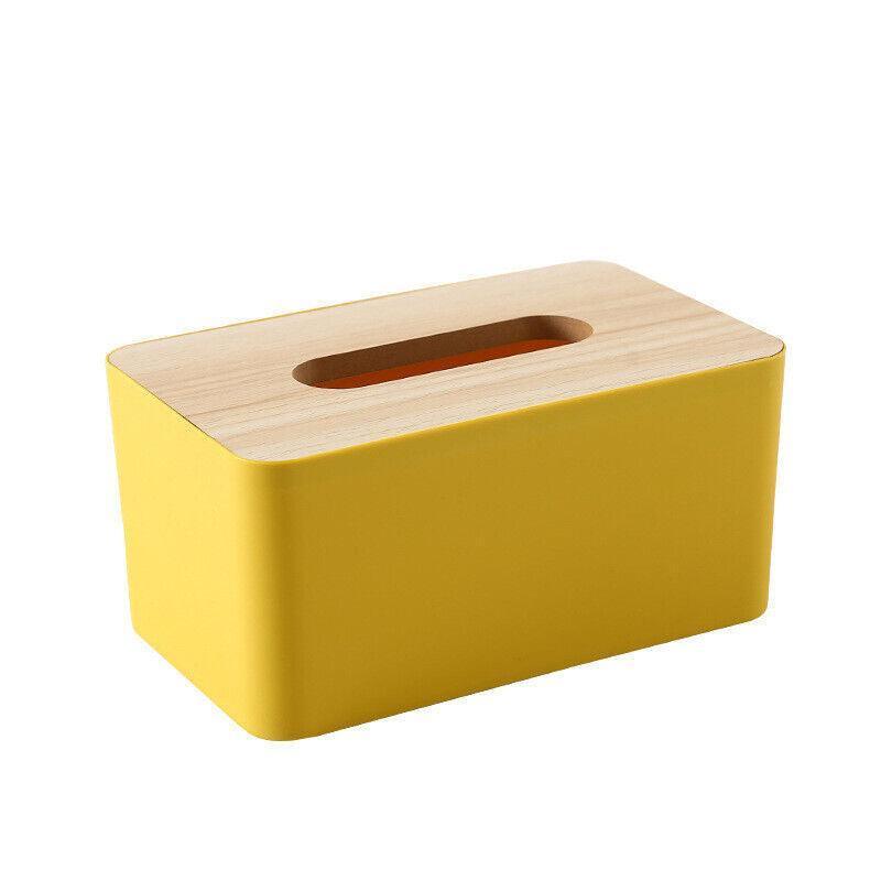 Wooden Lid Tissue Storage Box Dispenser for Napkins Desk Paper Holder Organiser - Blue - Mekamart Australia
