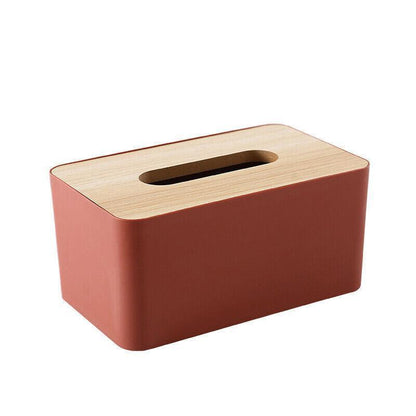 Wooden Lid Tissue Storage Box Dispenser for Napkins Desk Paper Holder Organiser - Blue - Mekamart Australia