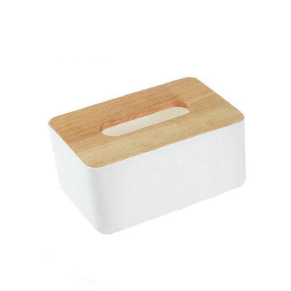 Wooden Lid Tissue Storage Box Dispenser for Napkins Desk Paper Holder Organiser - Pink - Mekamart Australia