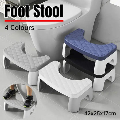 Toilet Stool Anti-Slip Bathroom Footstool for Home Use with Stable Support Design - White - Mekamart Australia