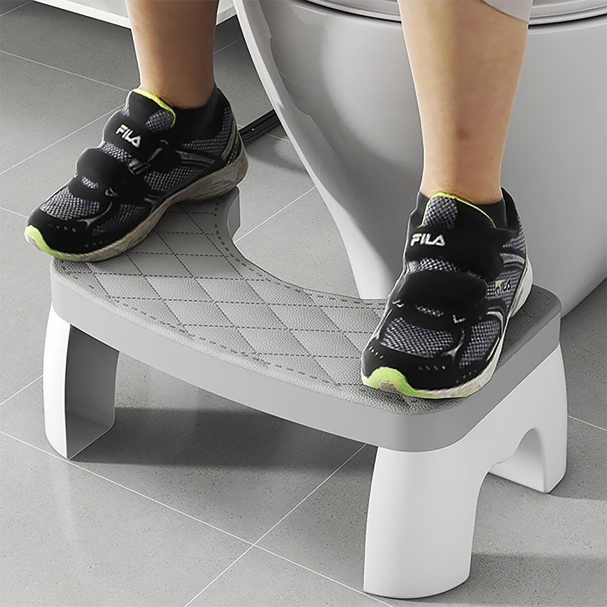 Toilet Stool Anti-Slip Bathroom Footstool for Home Use with Stable Support Design - White - Mekamart Australia