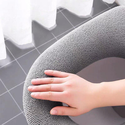 Soft Toilet Seat Bathroom Washable Warmer Cushion Mat Cover Pad Hook New Lid Au - Grey - Mekamart Australia